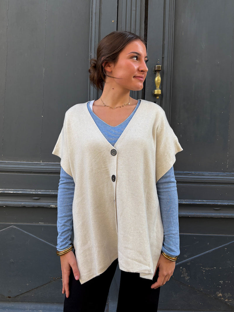 Gilet sans manches à noeuds blanc cassé