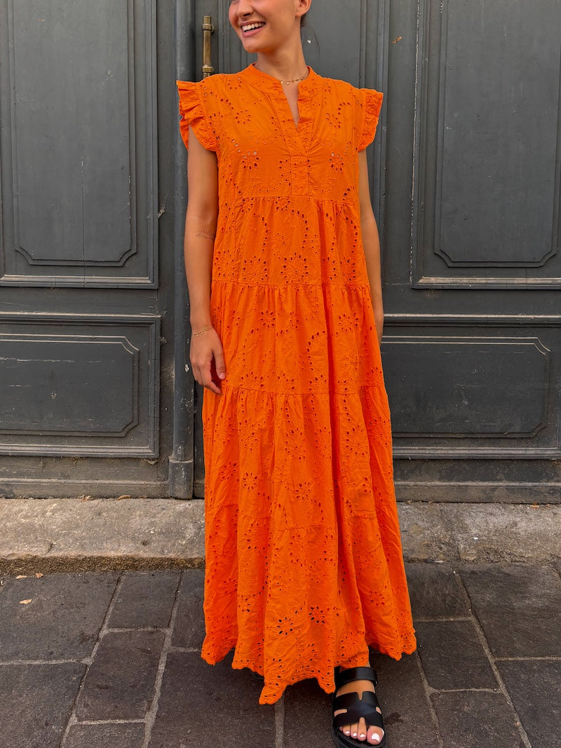 Robe longue en dentelle tendance