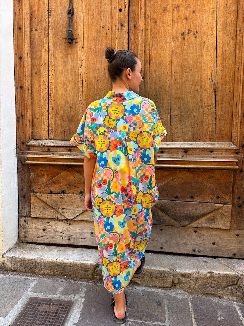 Robe chemise bohème chic motif coloré