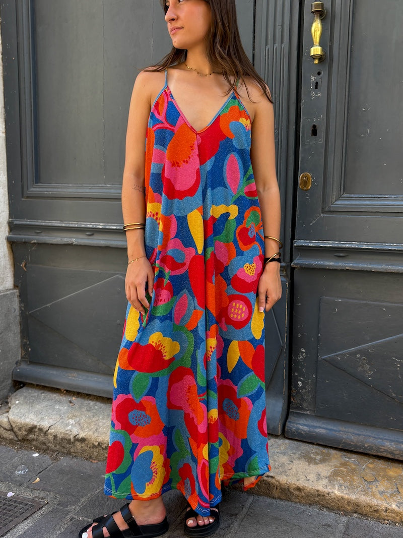 Robe longue à fleurs multicolores - Bohème et tendance