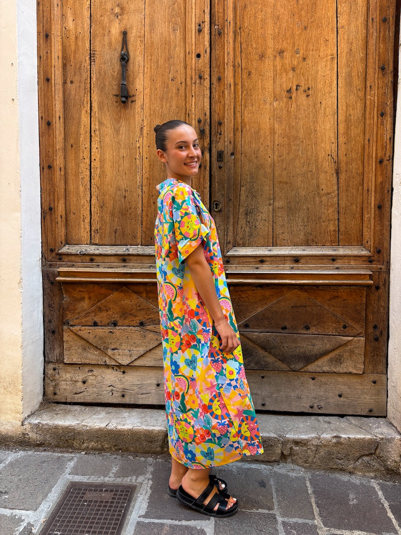 Robe chemise bohème chic motif coloré