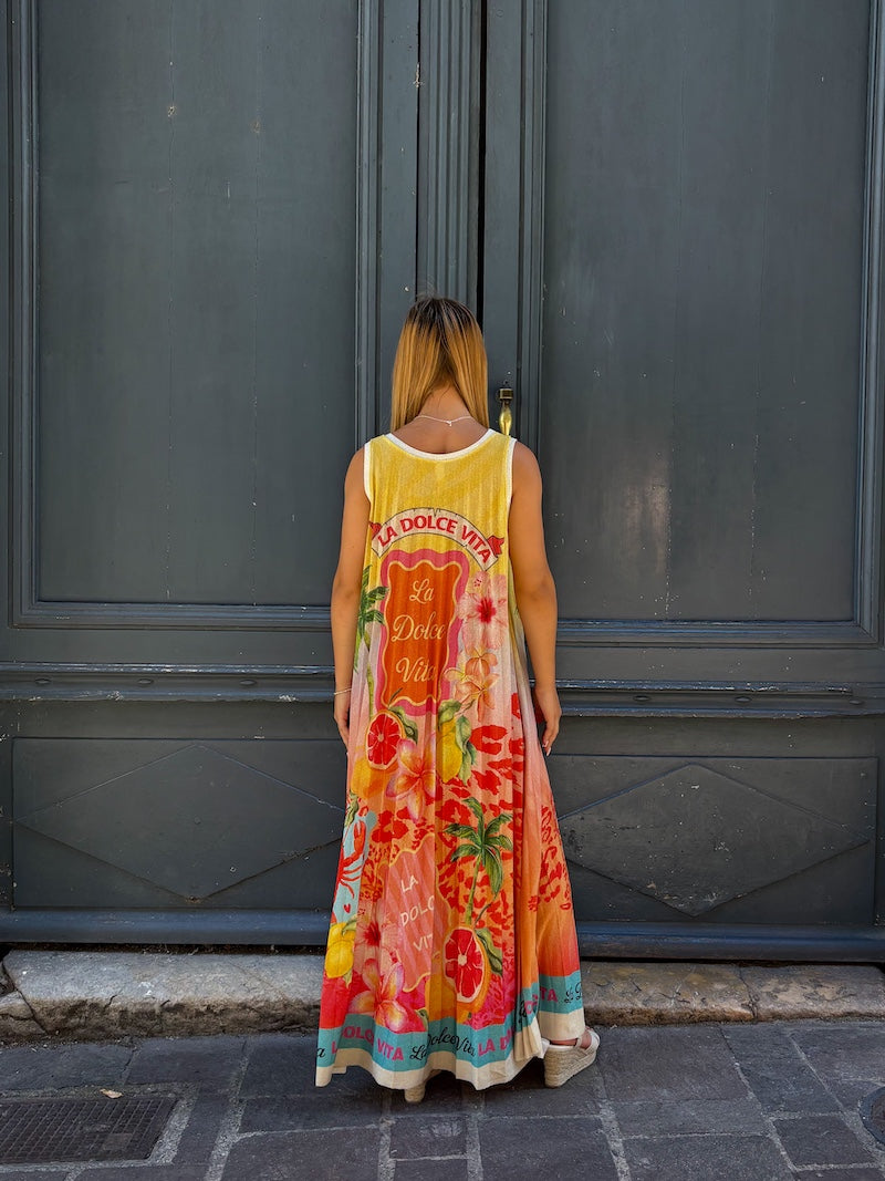 Robe de plage longue à motif Citron - Palmier - Dolce Vita - Homard