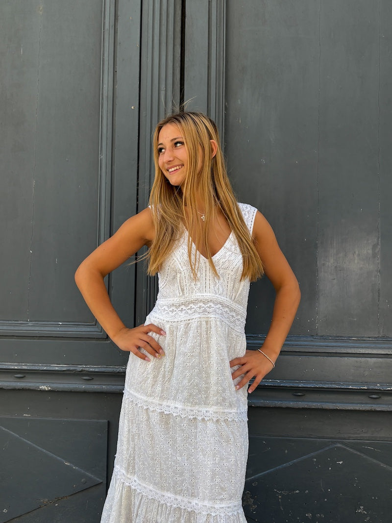 Robe longue boho chic en dentelle