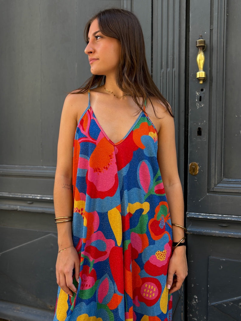 Robe longue à fleurs multicolores - Bohème et tendance