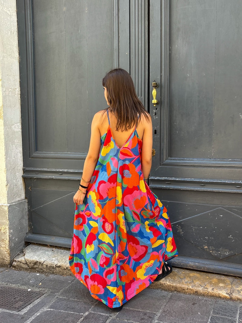 Robe longue à fleurs multicolores - Bohème et tendance