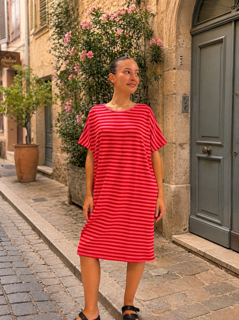 Robe tendance rayée bohème-chic