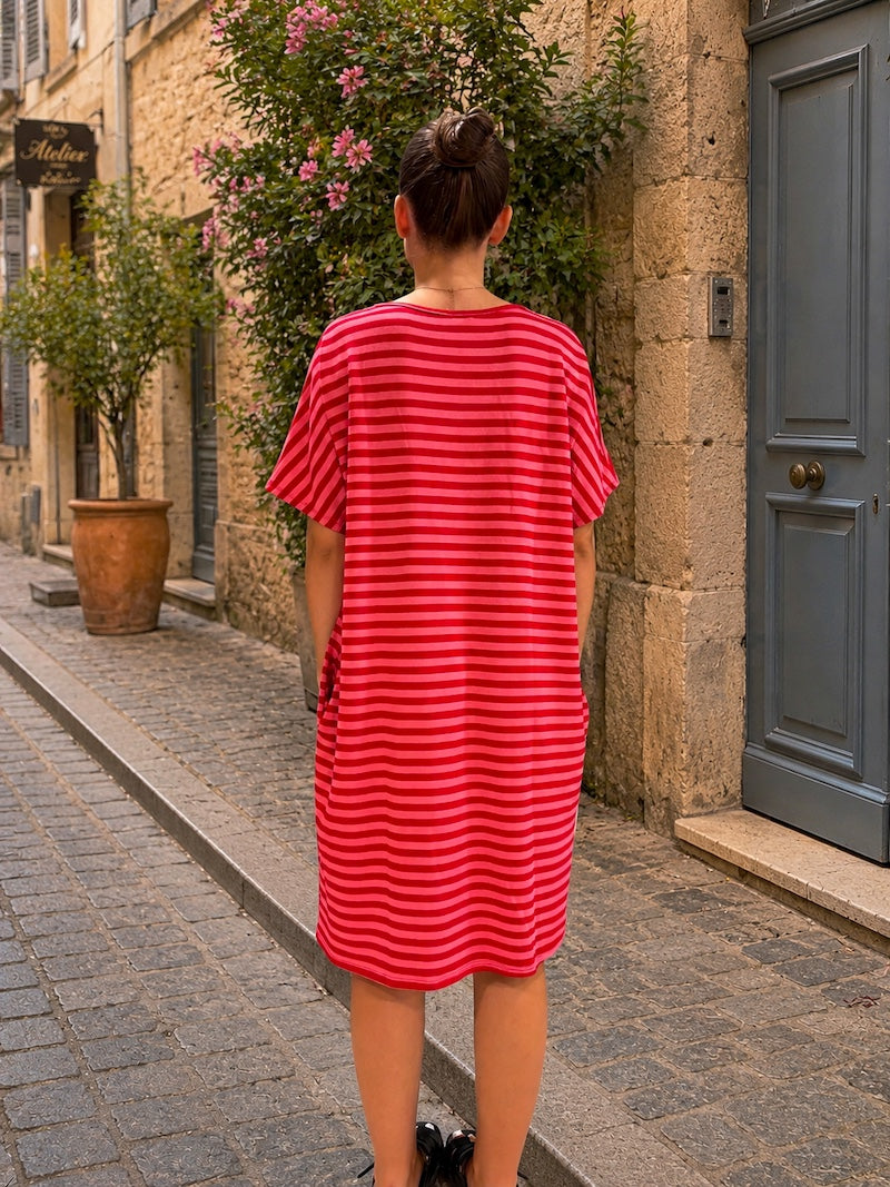 Robe tendance rayée bohème-chic