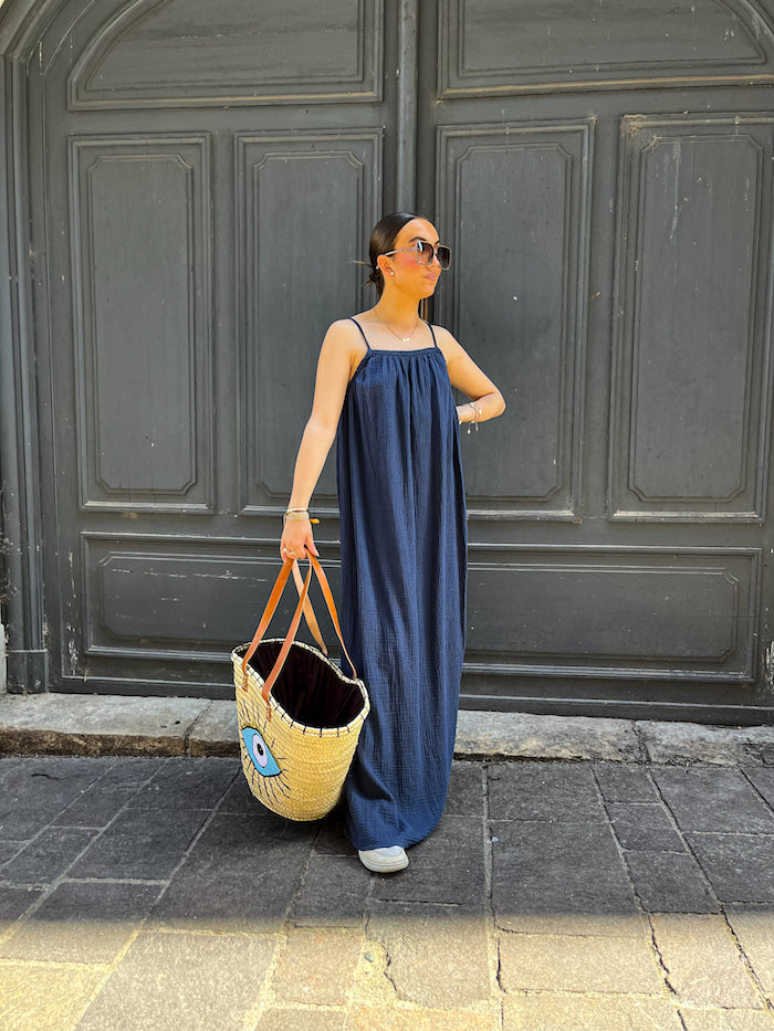 Robe longue bleu ample bohème