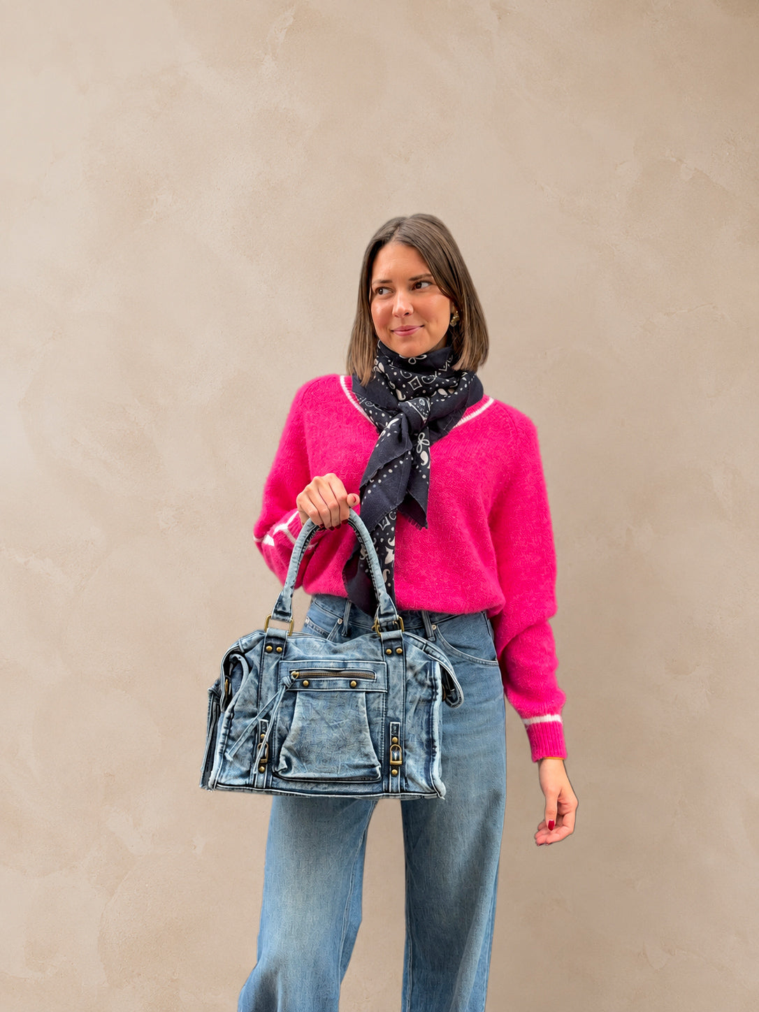 sac à main tendance style le city pour femme denim