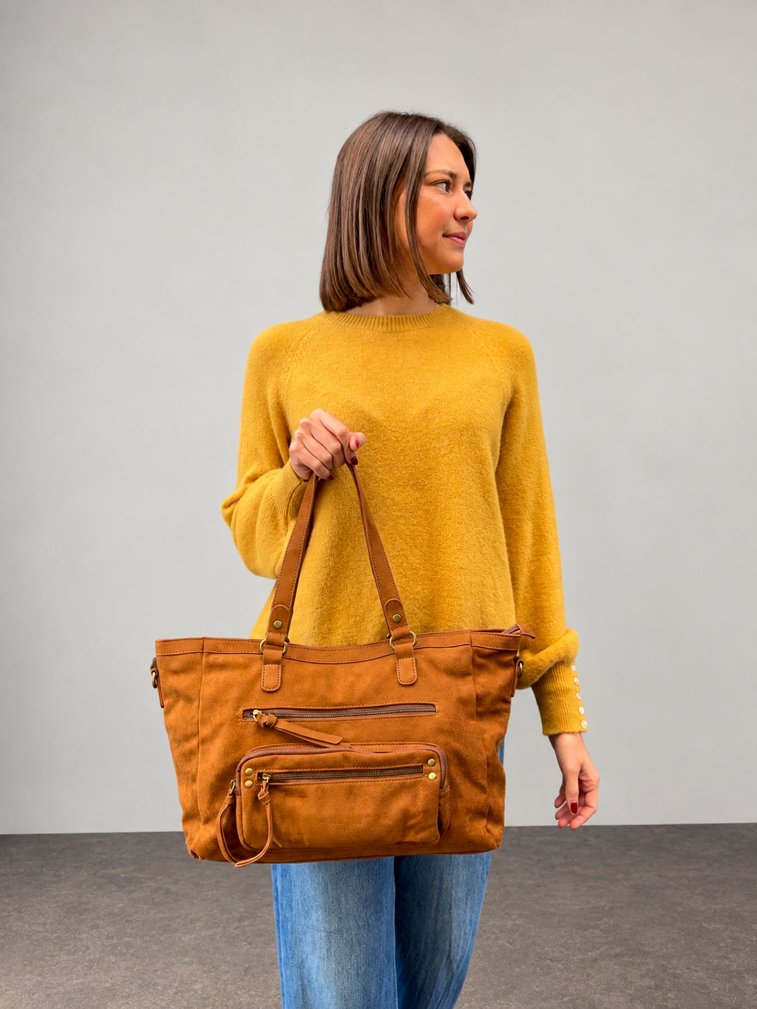 sac à main camel en suédine tendance