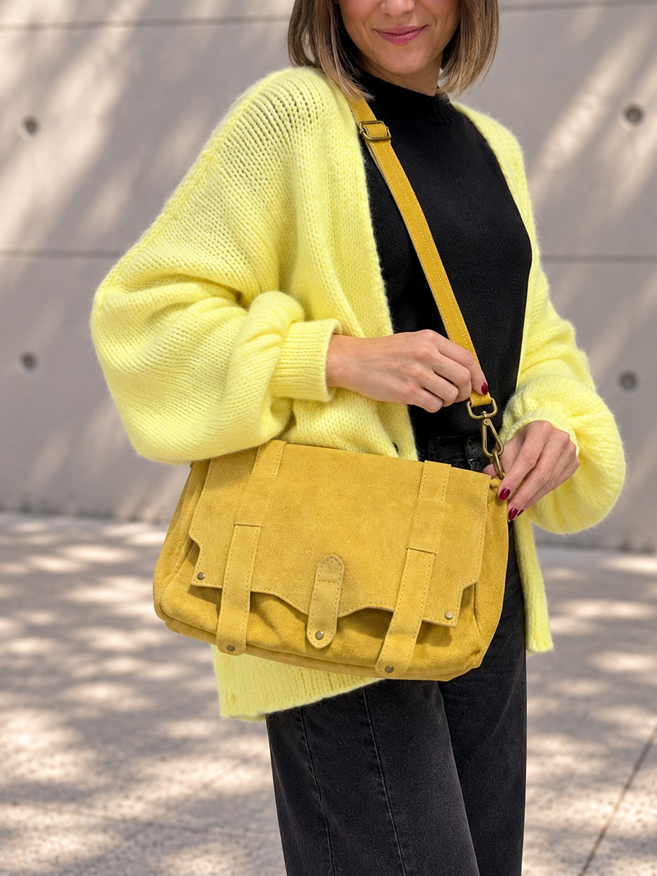sac à main en daim jaune tendance pour femme