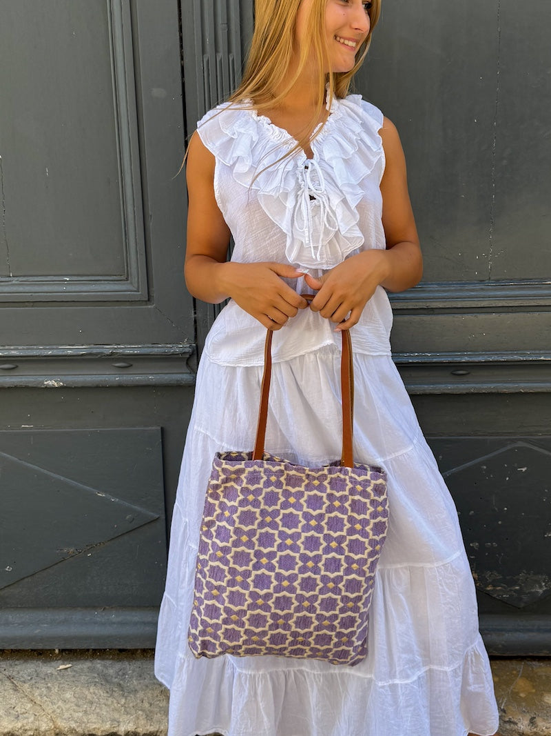 Sac marocain en cuir et tissu
