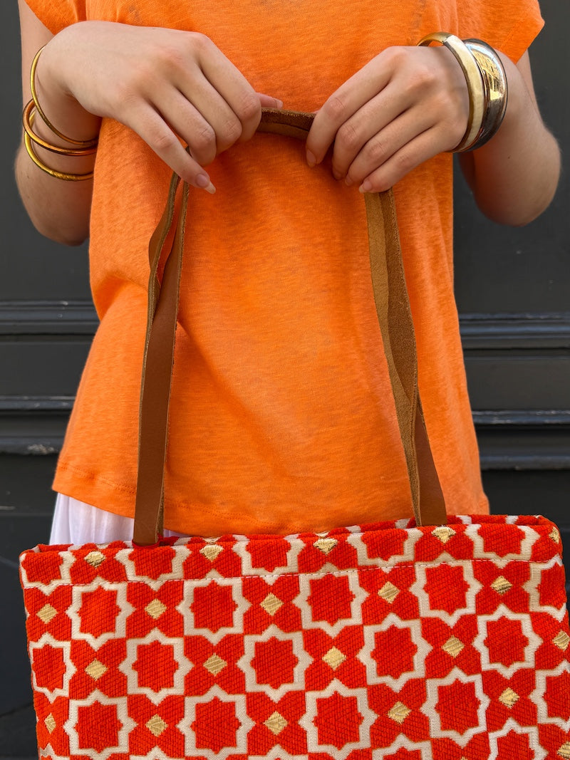 Sac marocain en cuir et tissu