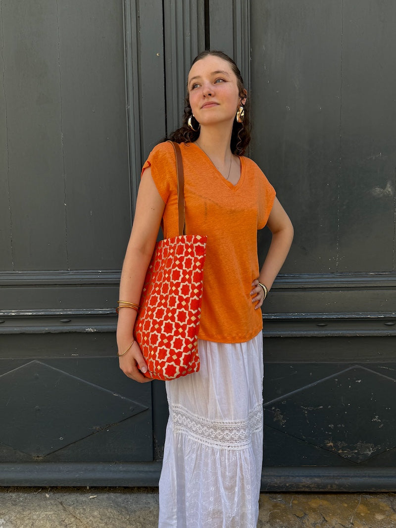 Sac marocain en cuir et tissu