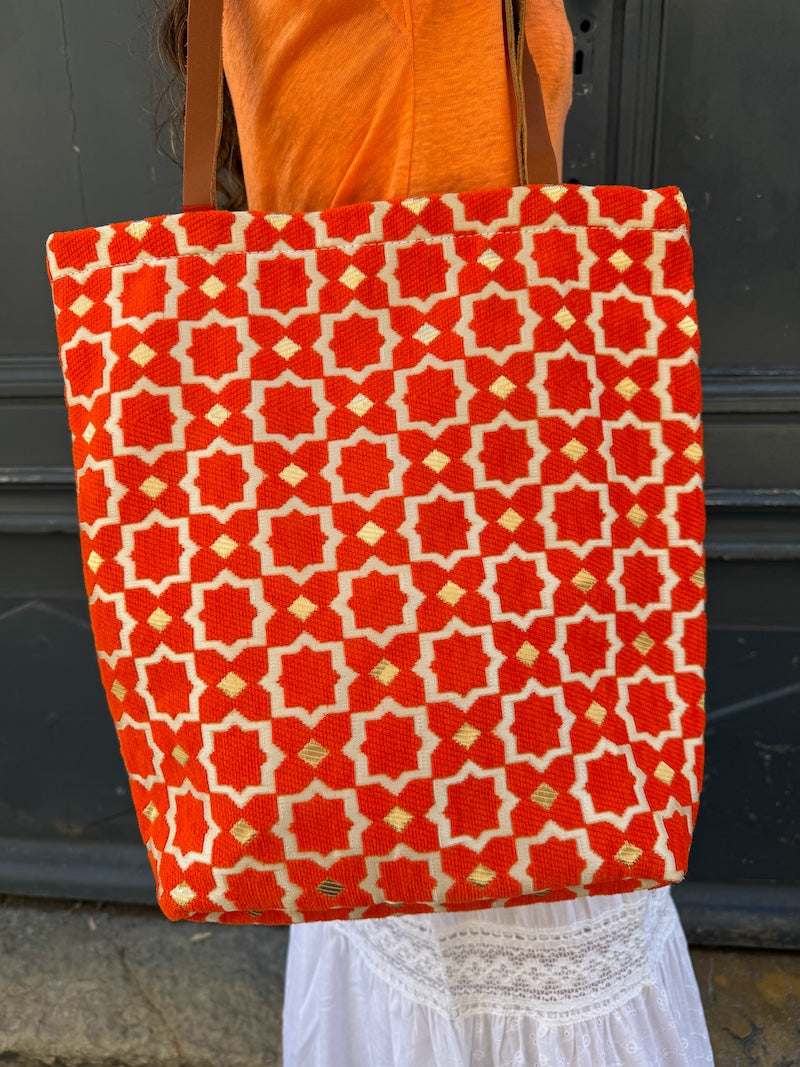 Sac marocain en cuir et tissu