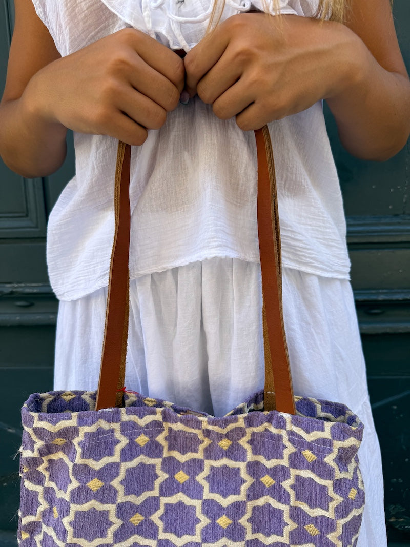 Sac marocain en cuir et tissu