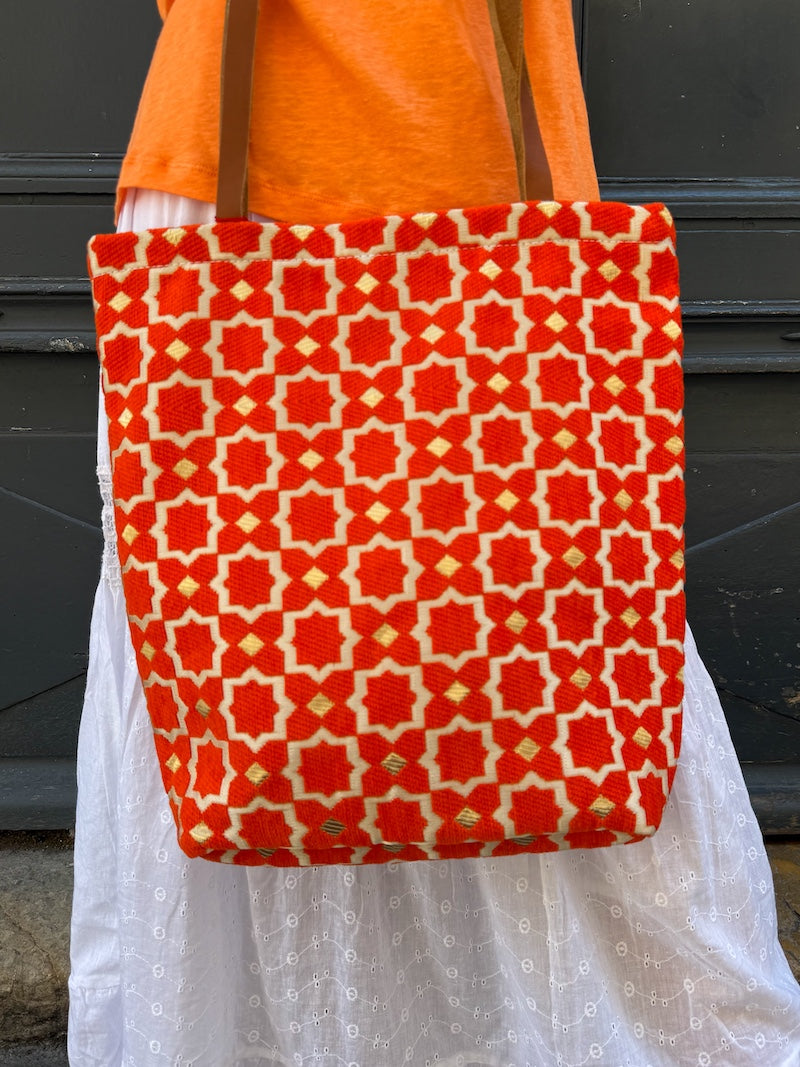 Sac marocain en cuir et tissu