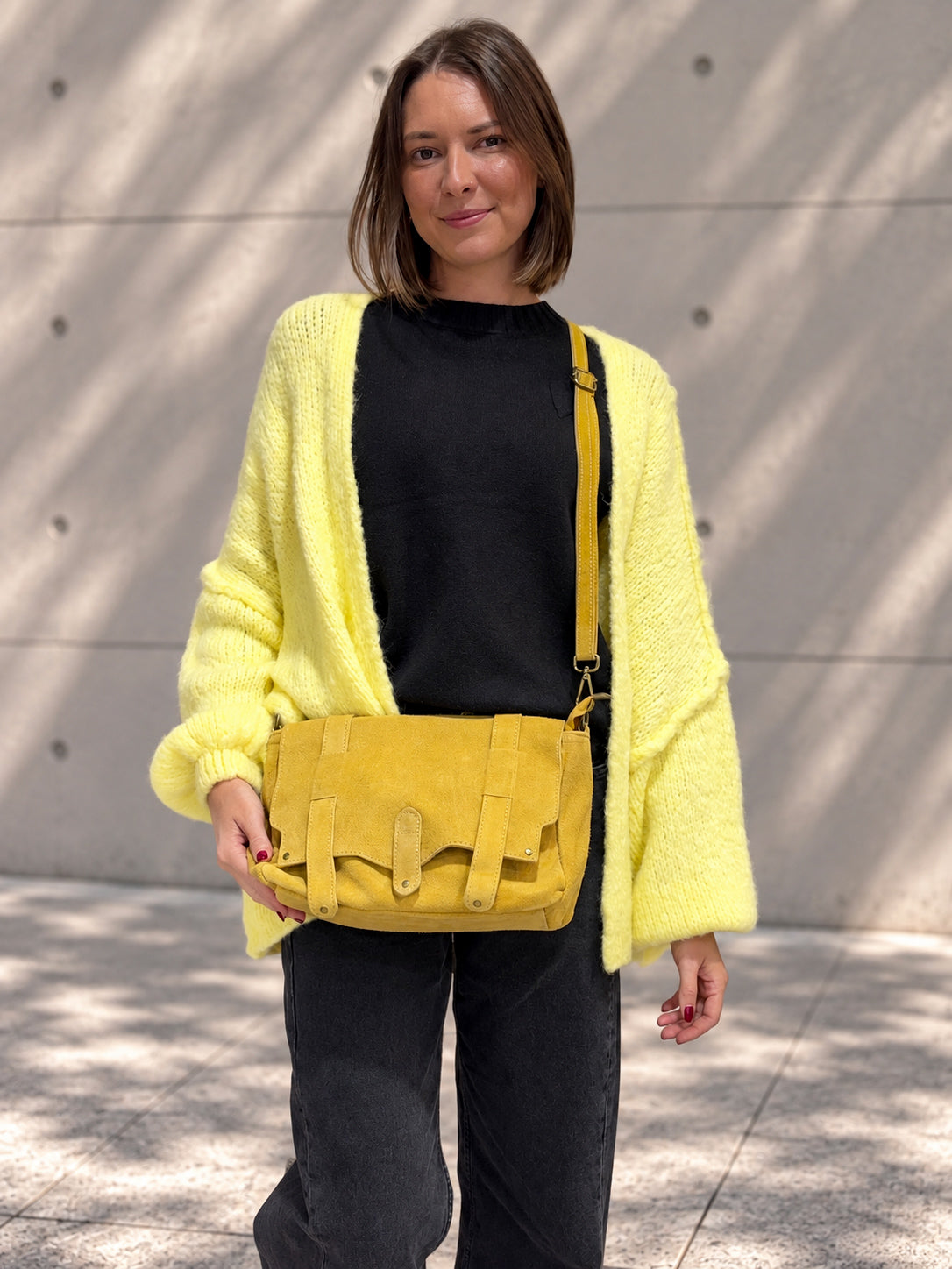 sac tendance en daim jaune pour femme idéal mi-saison et hiver