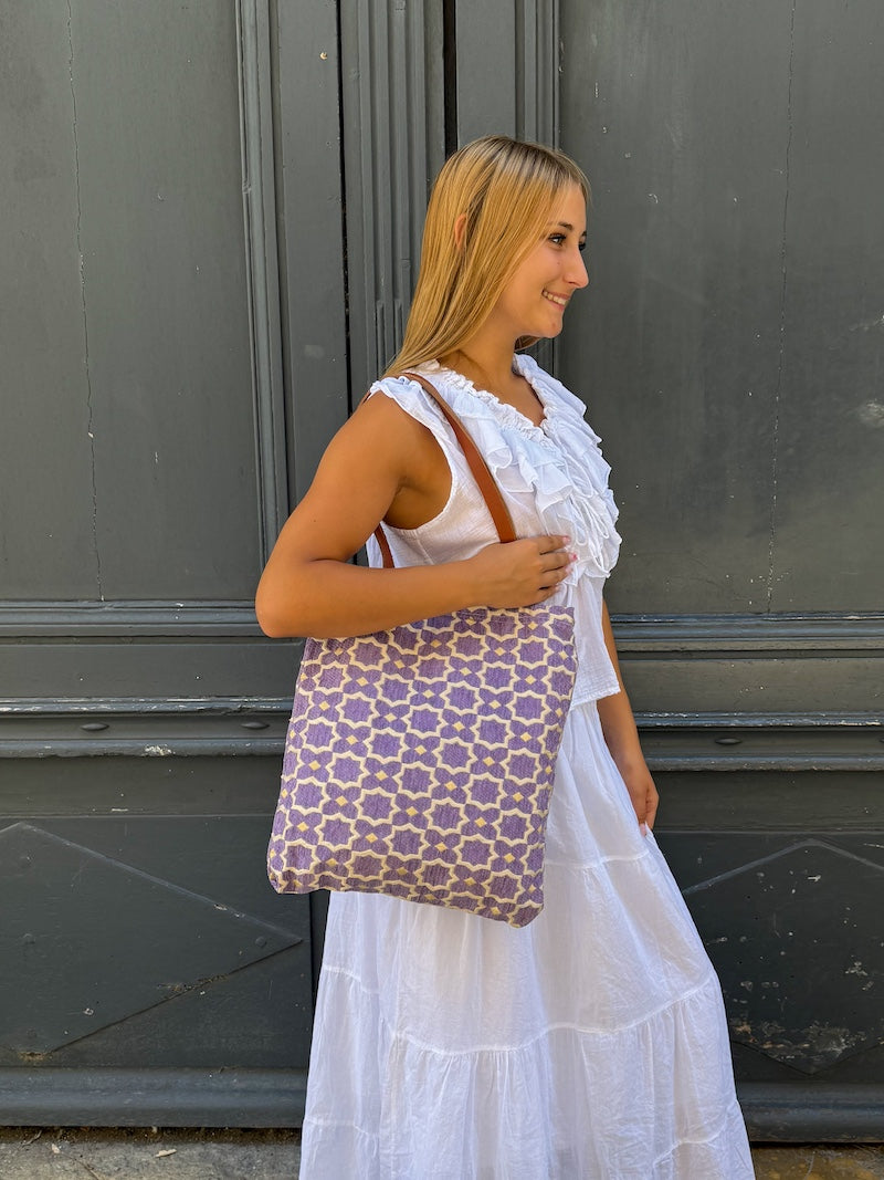 Sac marocain en cuir et tissu