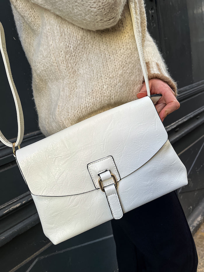 Sac bandoulière en similicuir blanc