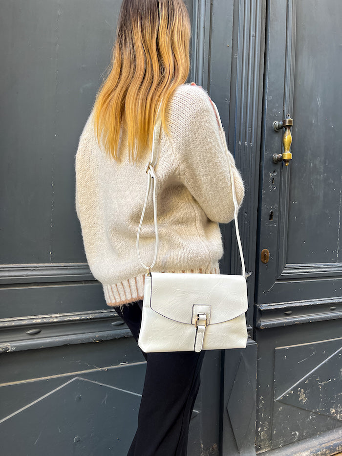 Sac bandoulière en similicuir blanc