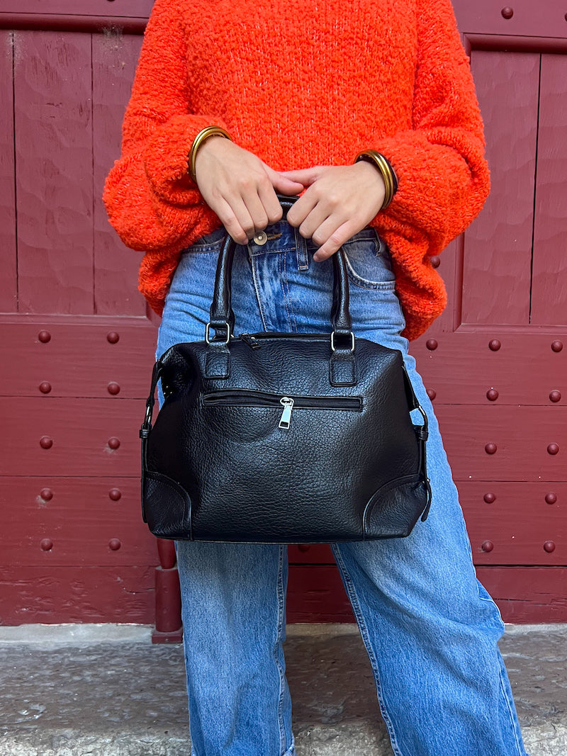 Sac à main noir à strass calavera
