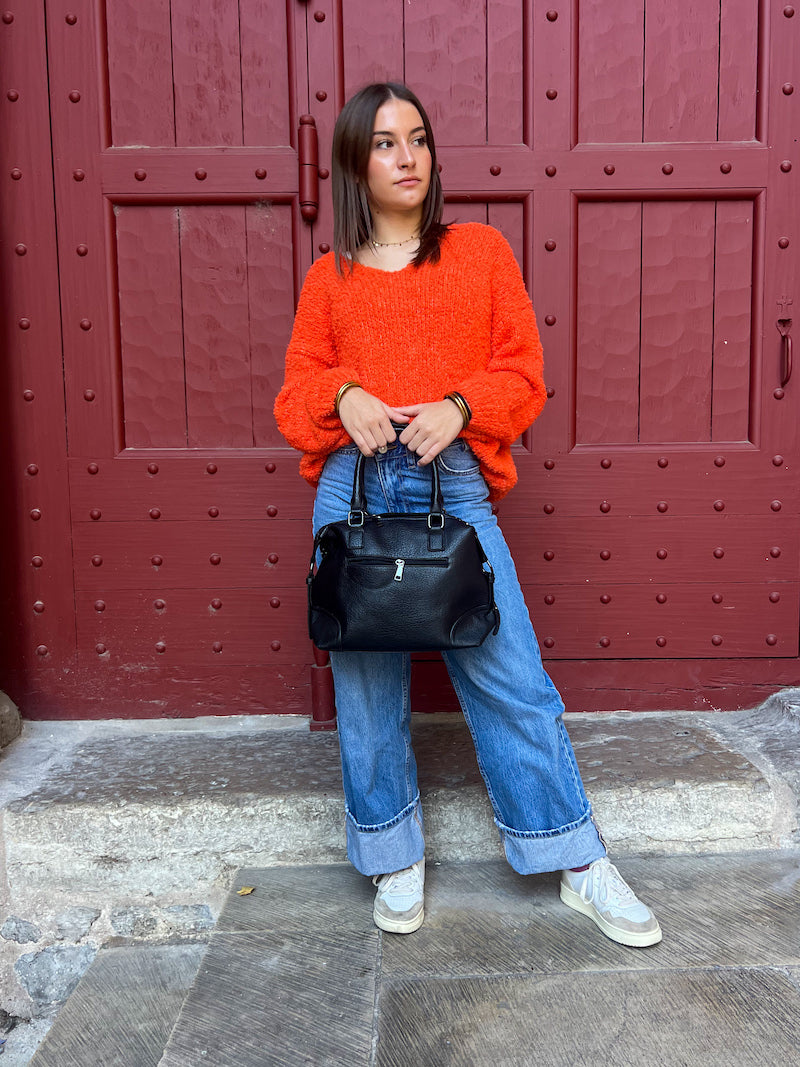 Sac à main noir à strass calavera