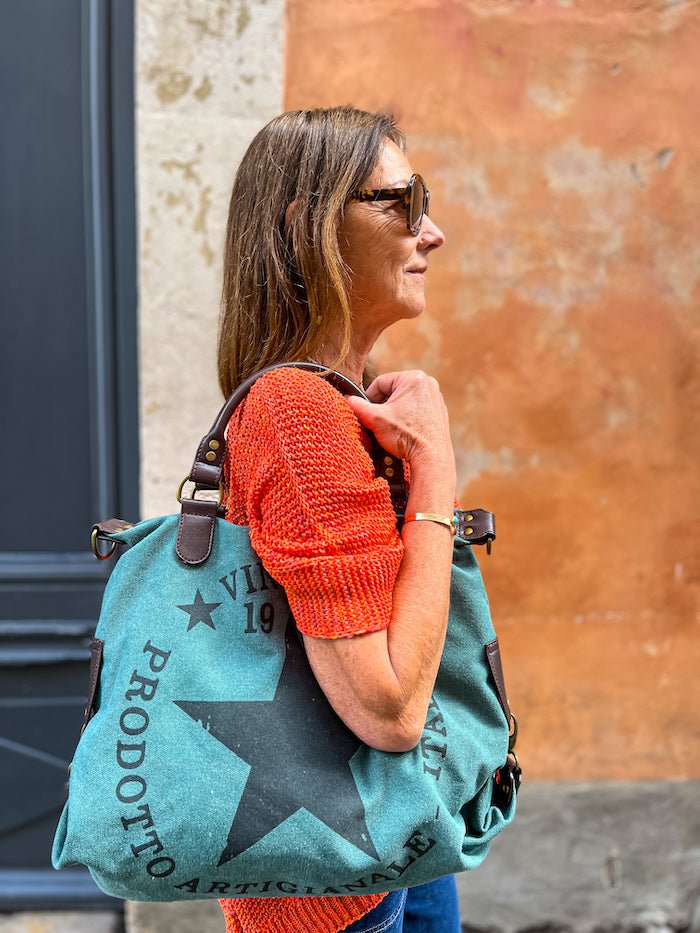 Sac en toile bleu étoile vintage