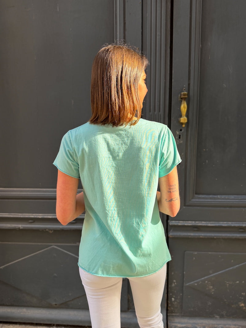T-shirt en coton brodée "Love bohèmia"