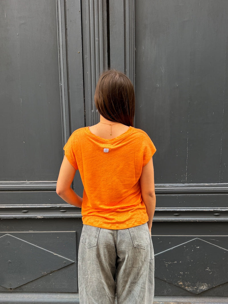 T-shirt en lin col V - Love by MD
