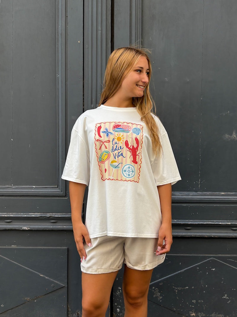 T-shirt blanc La Dolce vita
