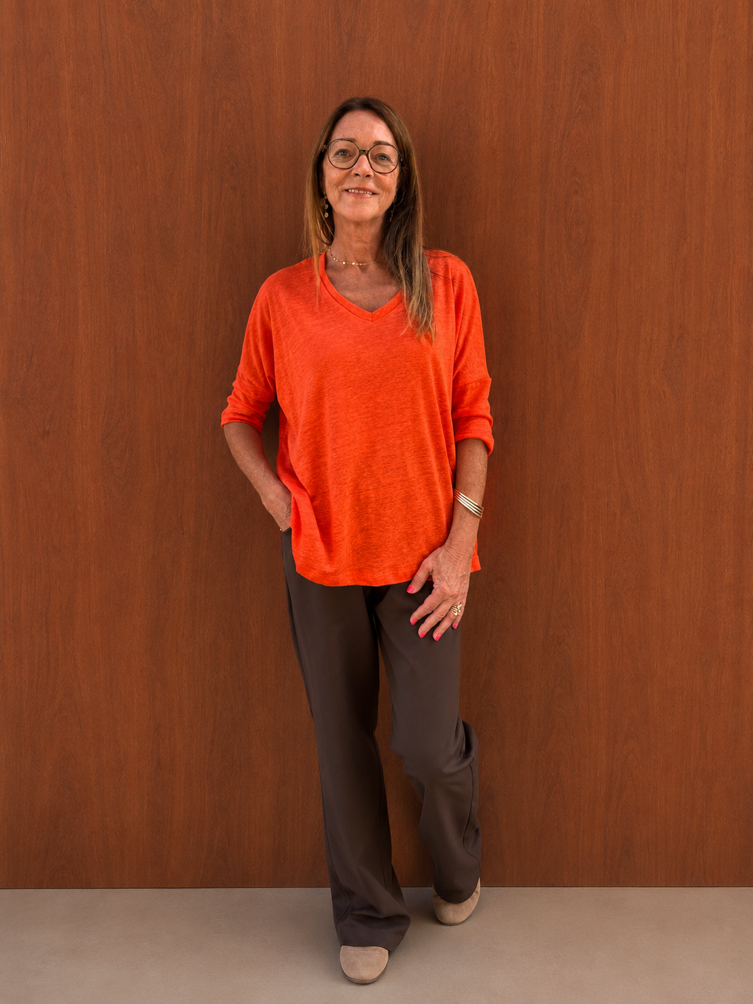 t-shirt tendance orange mi-saison automne love by md