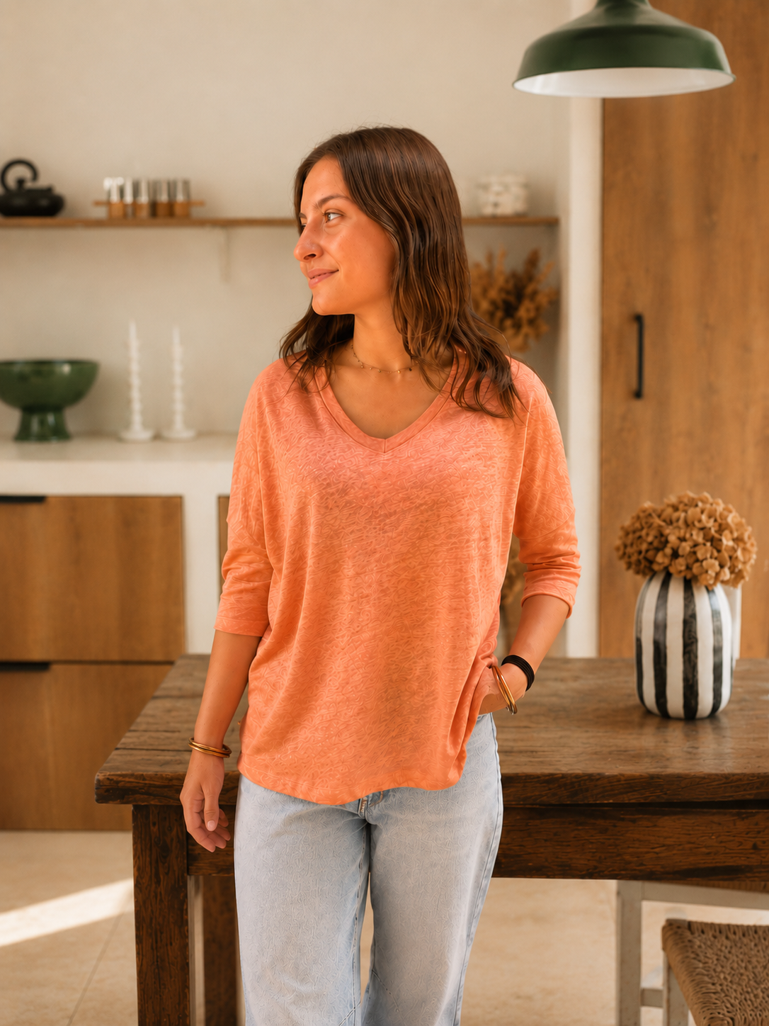 t-shirt en lin rose love by md tendance pour femme