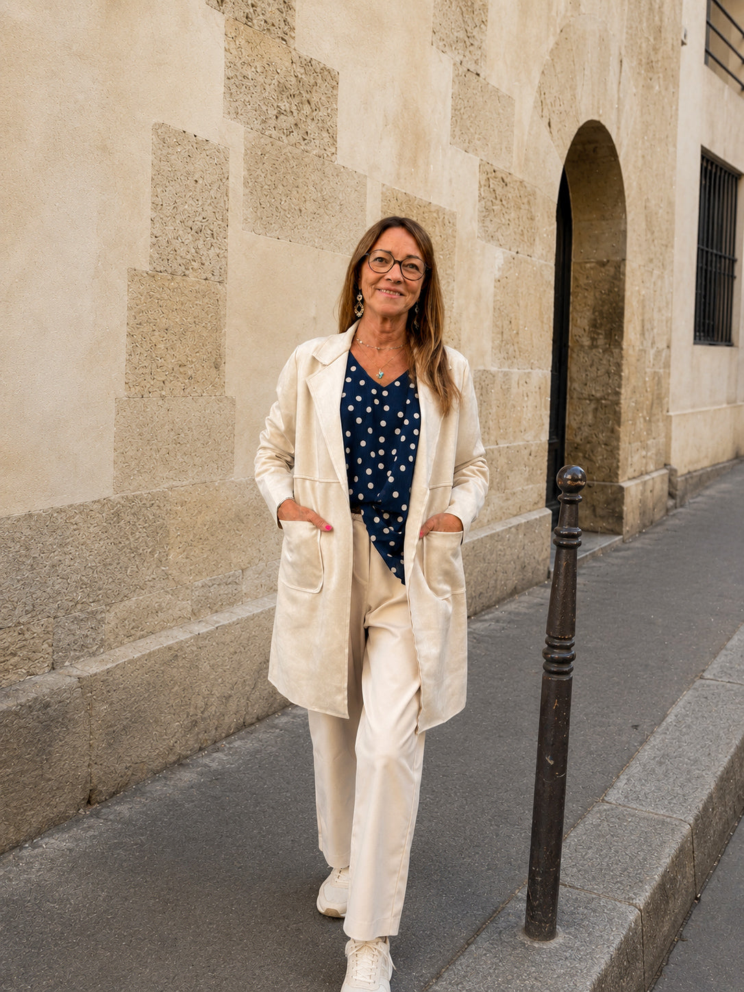 trench blanc cassé tendance pour femme