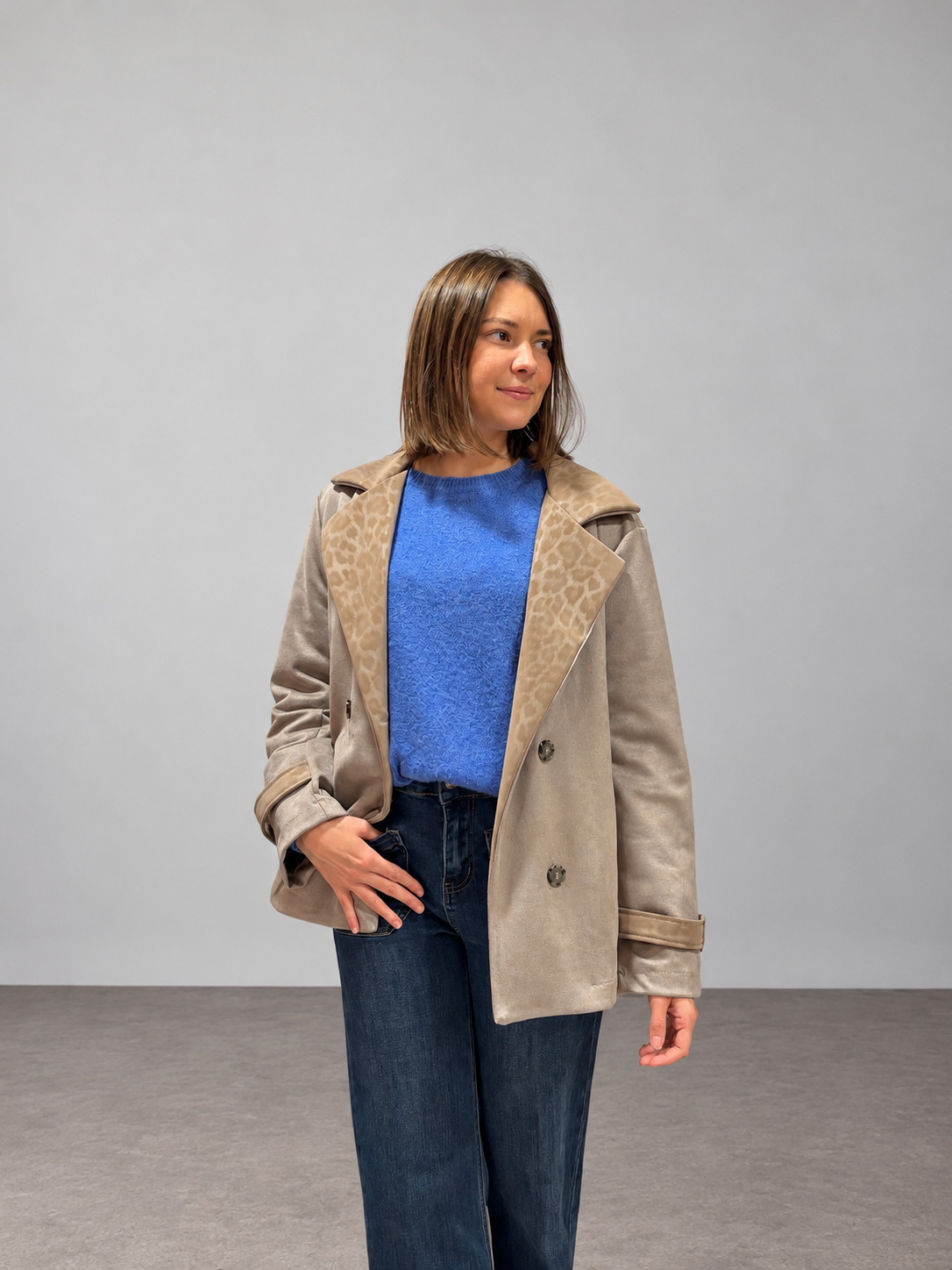 Veste blazer col léopard tendance pour femme