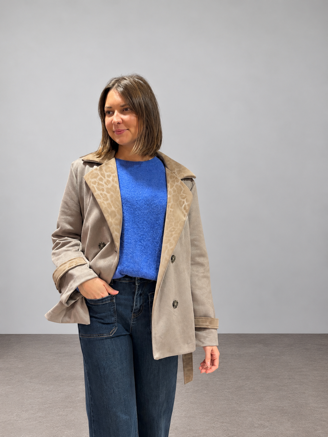 Veste blazer col léopard tendance pour femme