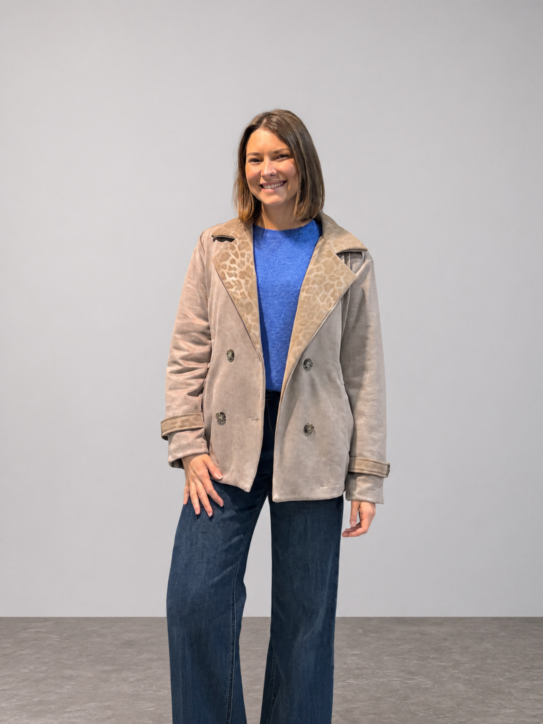 Veste blazer col léopard tendance pour femme