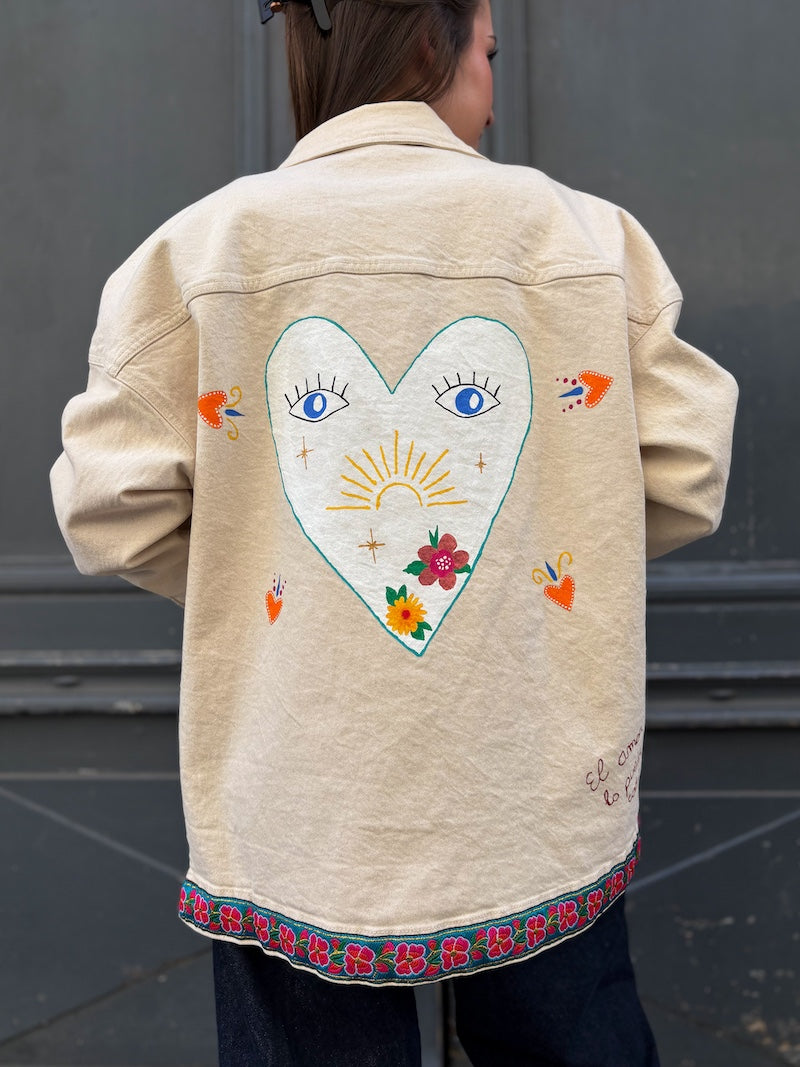 veste en jean personnalisée de coeur