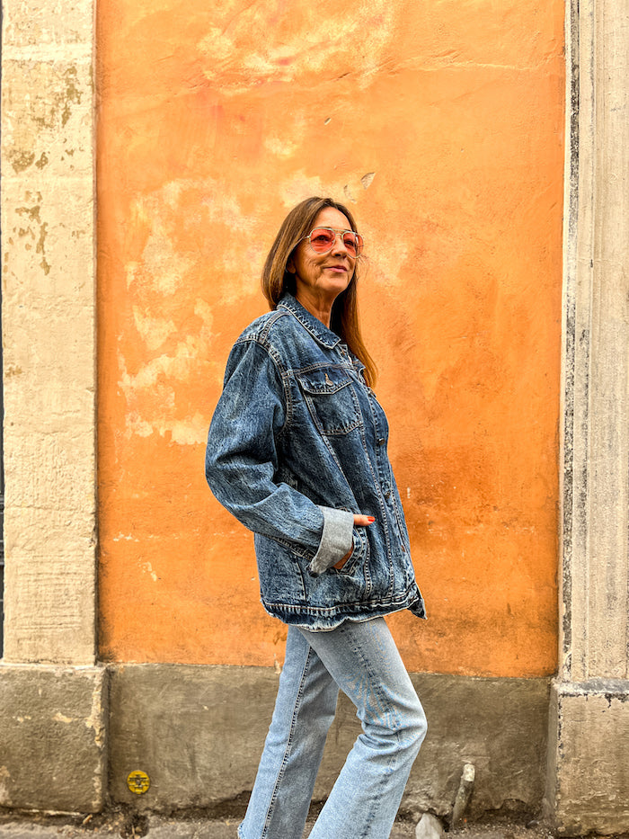 veste en jean boheme peace and love