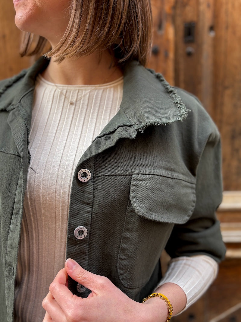 Veste oversize en jean kaki