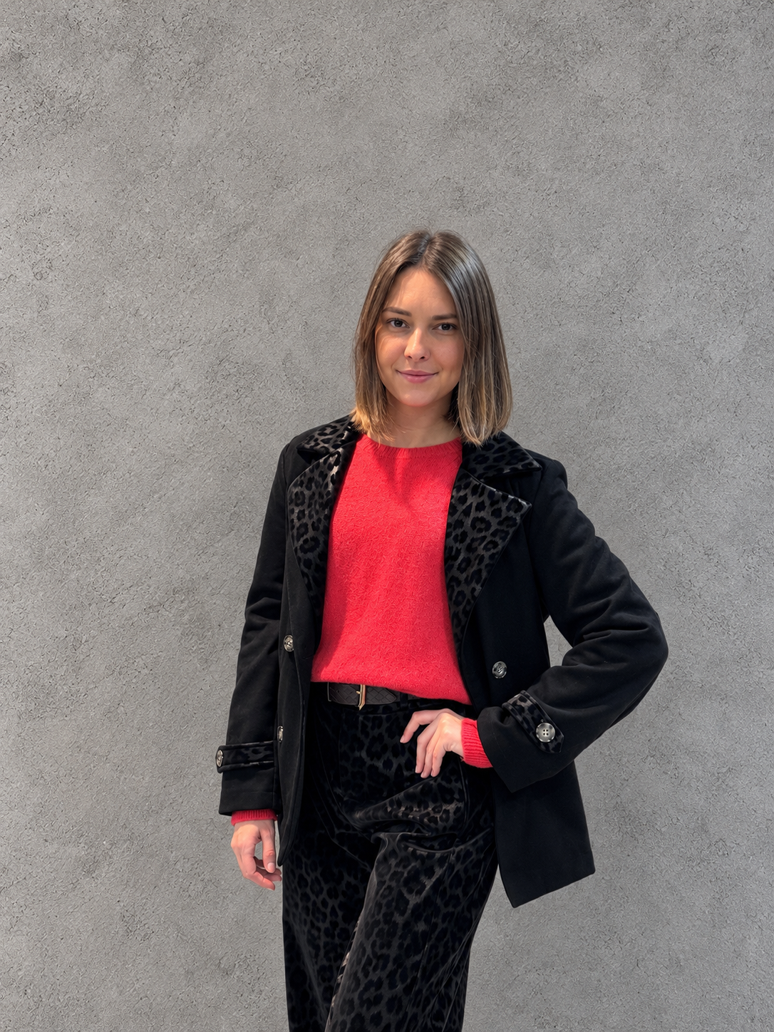 Veste blazer col léopard tendance pour femme