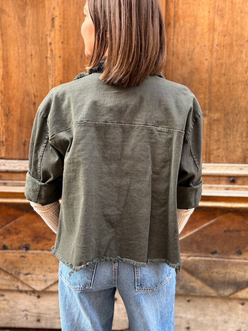 Veste oversize en jean kaki