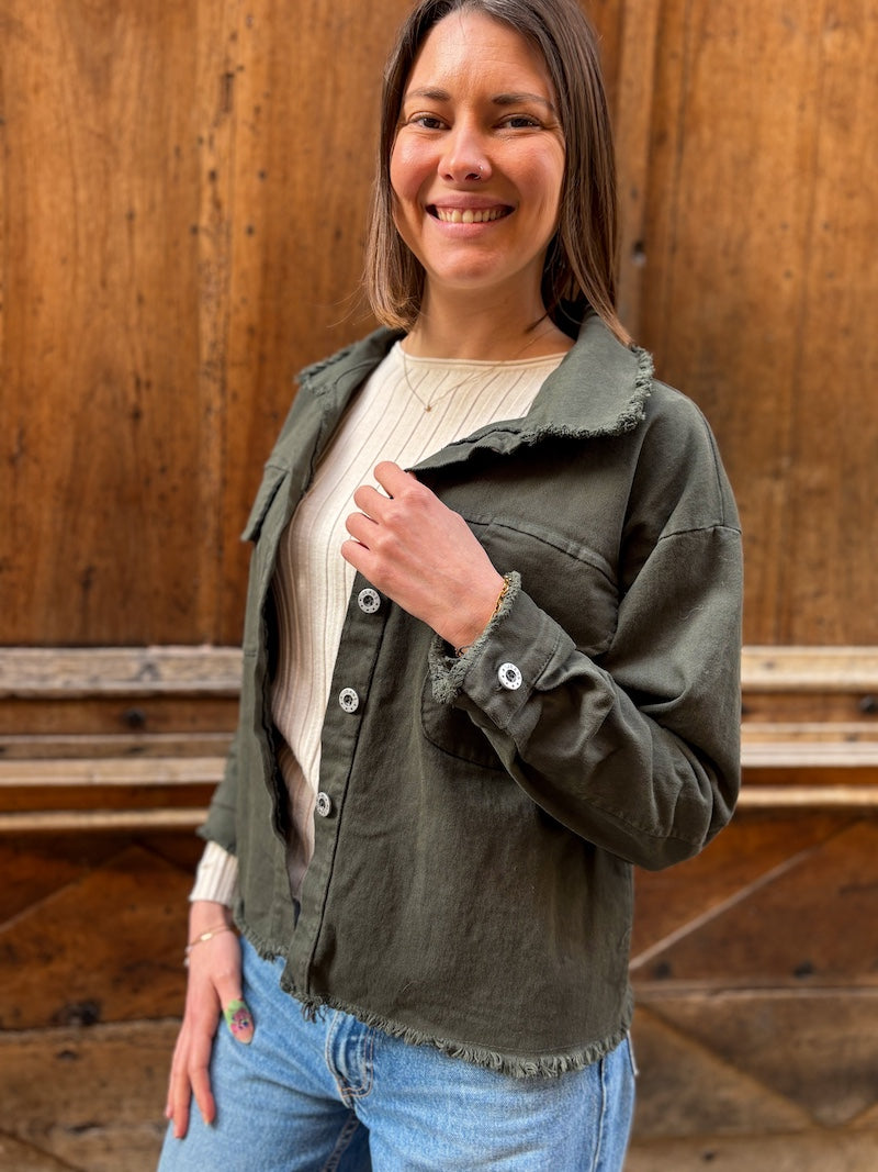 Veste oversize en jean kaki