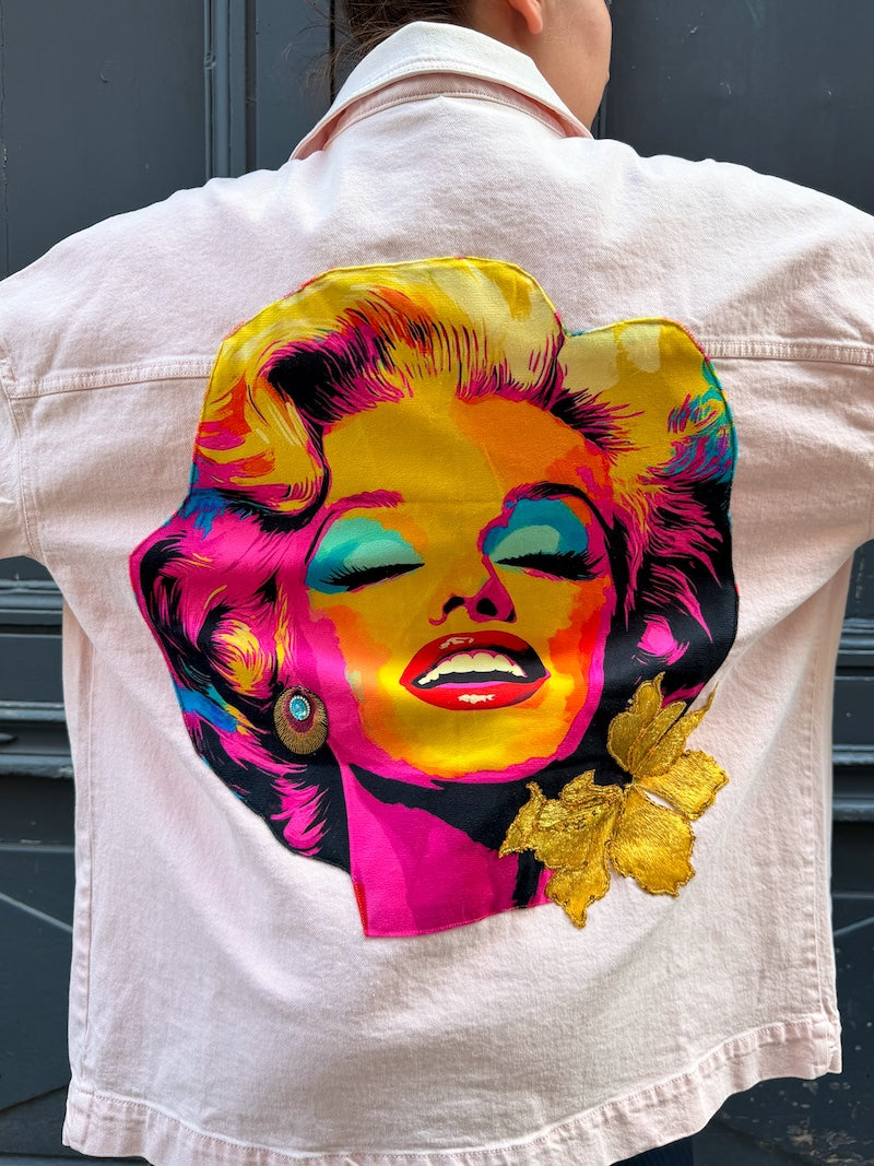 Veste oversize zen jean rose Pop Art - Marilyn Monroe