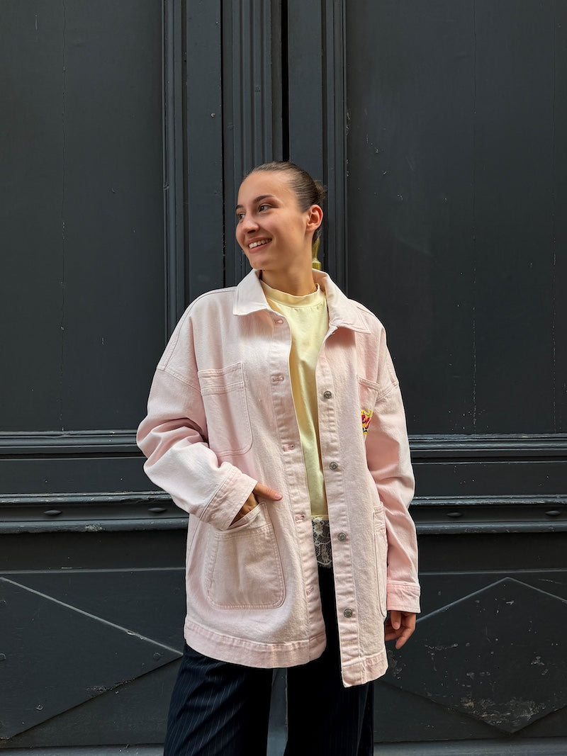 Veste oversize zen jean rose Pop Art - Marilyn Monroe