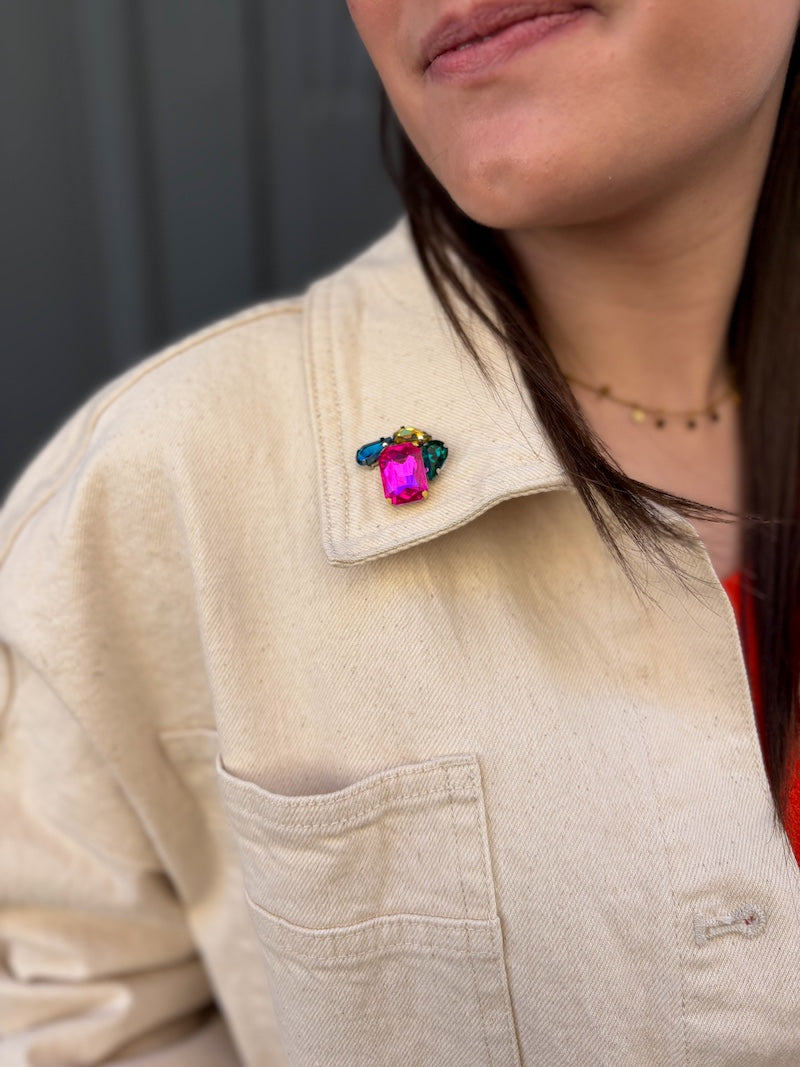 Veste en jean oversize peinte à la main d'un coeur sacré Milagros