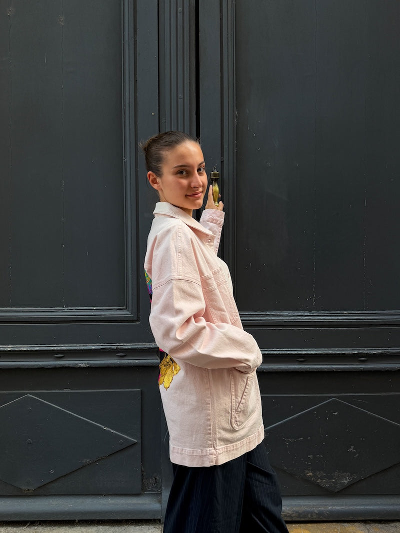 Veste oversize zen jean rose Pop Art - Marilyn Monroe