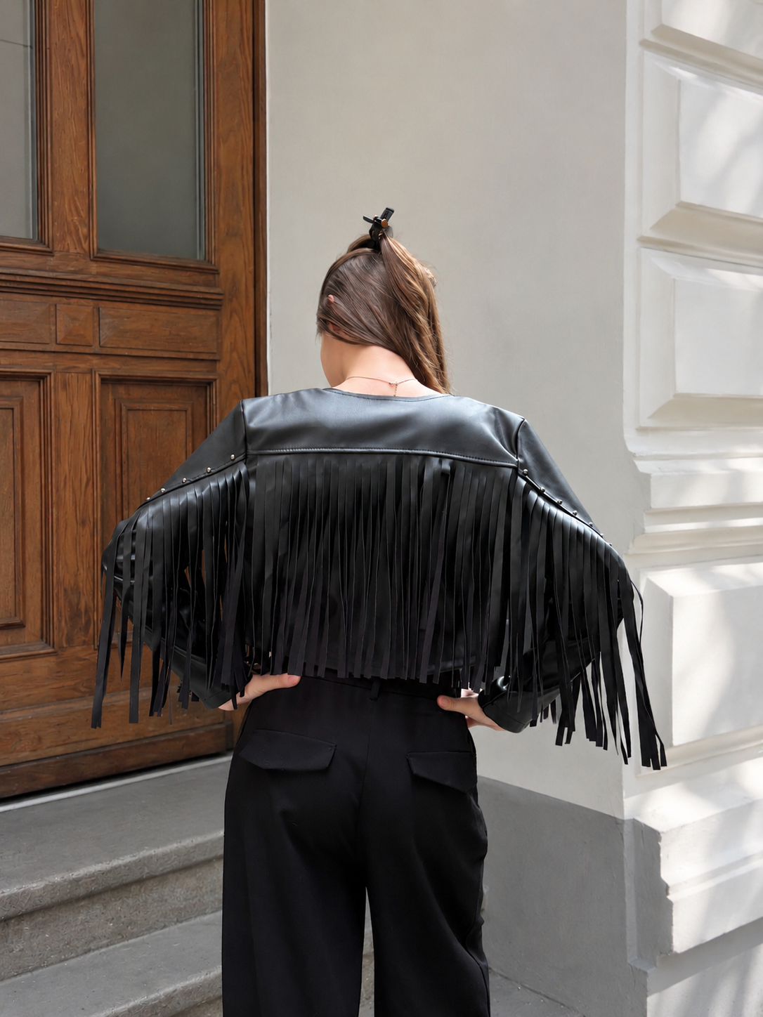 veste tendance pour femme à franges style rock et cowboy