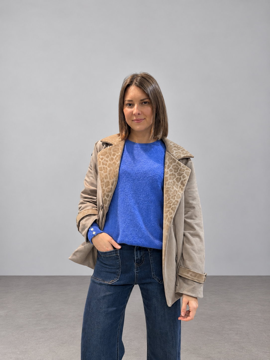 Veste blazer col léopard tendance pour femme