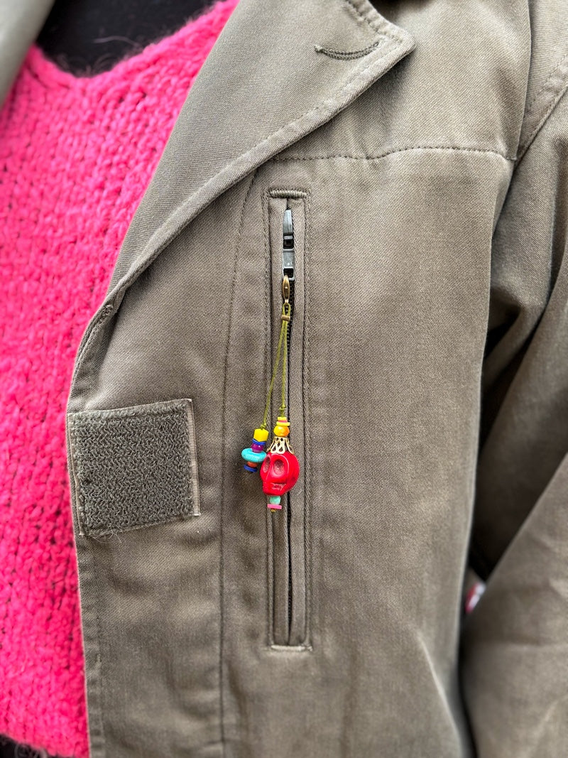 Veste militaire femme customisée Frida Kahlo - Pièce Unique